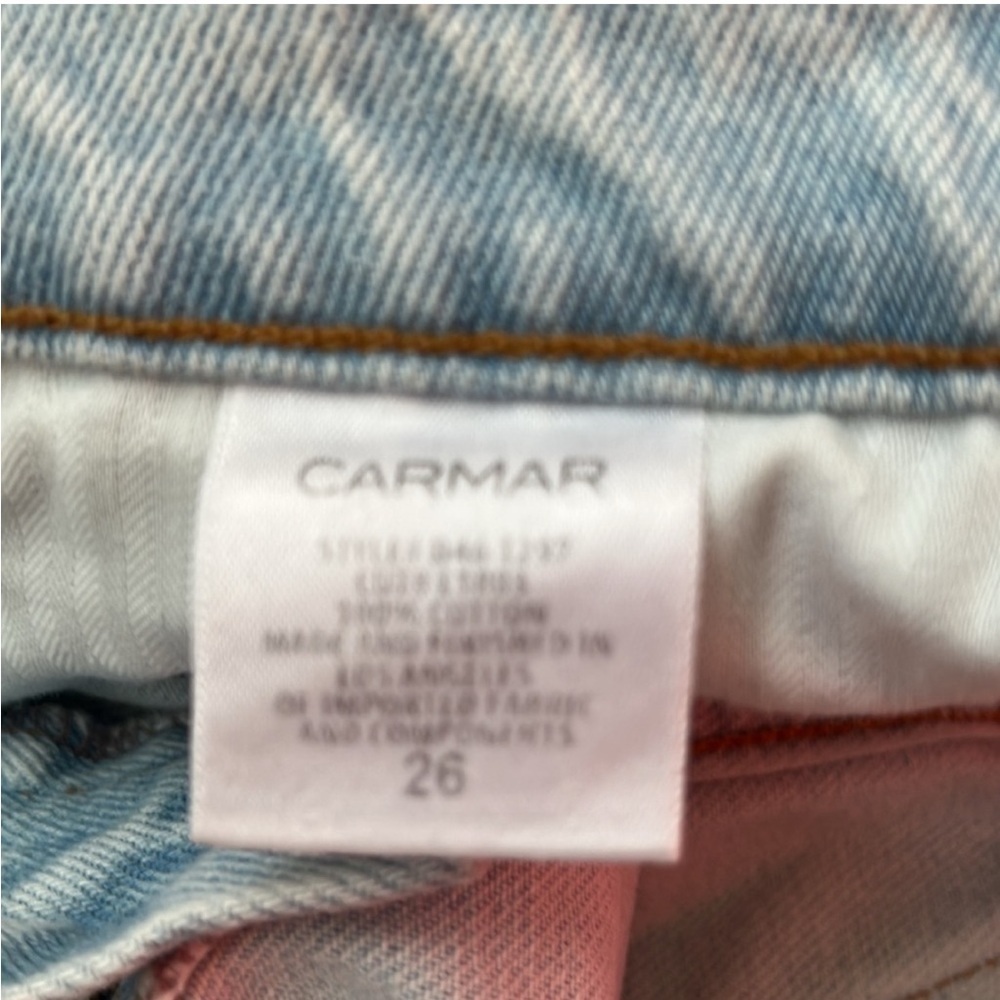 Carmar Mash Super Shred Colin Mini Skirt. Distressed Blue Denim, Size 26/2 - Picture 7 of 9